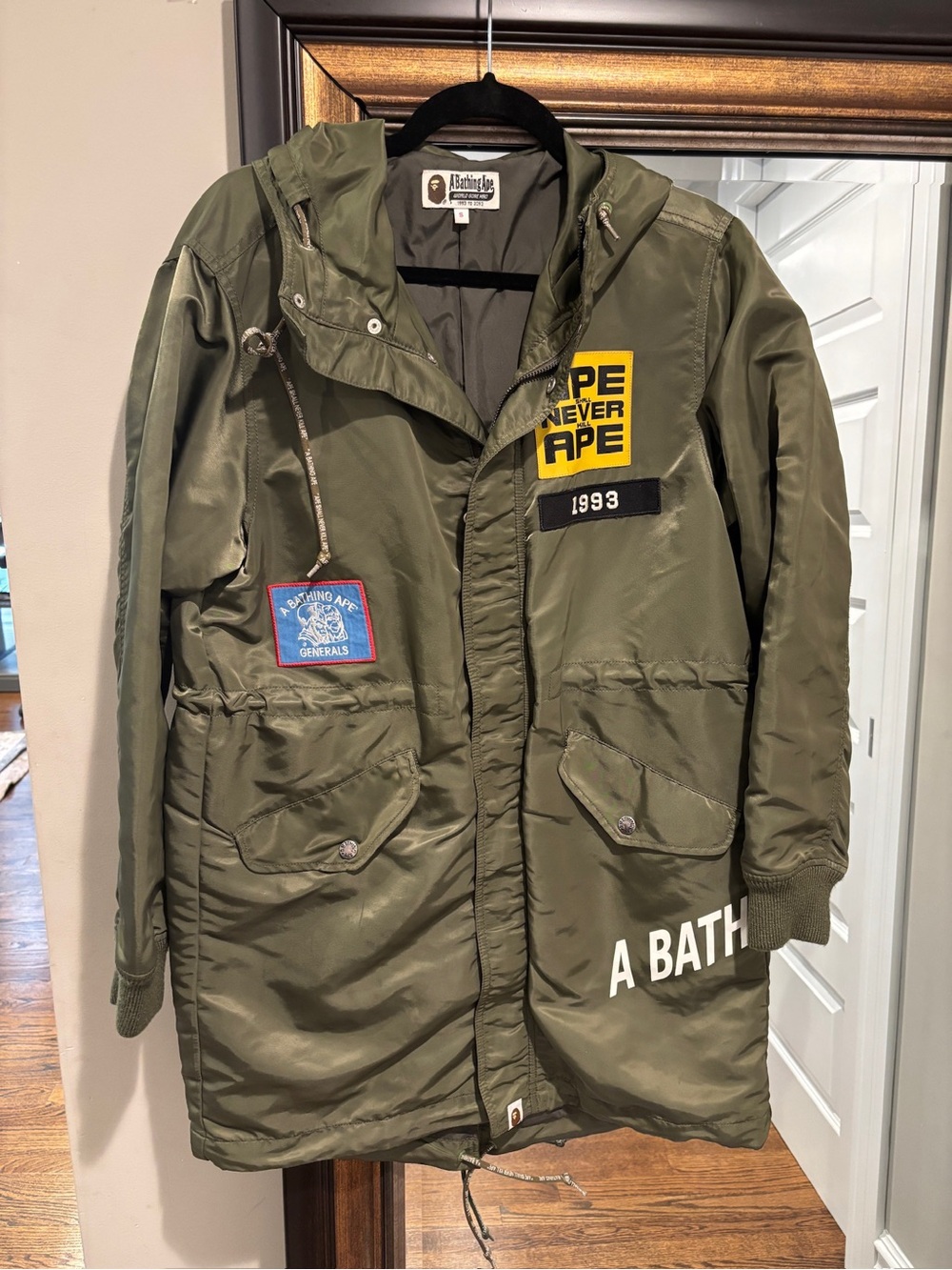 A Bathing Ape Olive Green Military Parka Jacket - AAPE